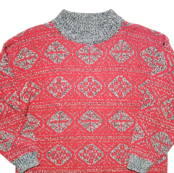 Vtg 90s Erika Mock Neck Holiday Knit Sweater - Picture 3 of 8